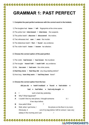 Past perfect and crime vocabulary