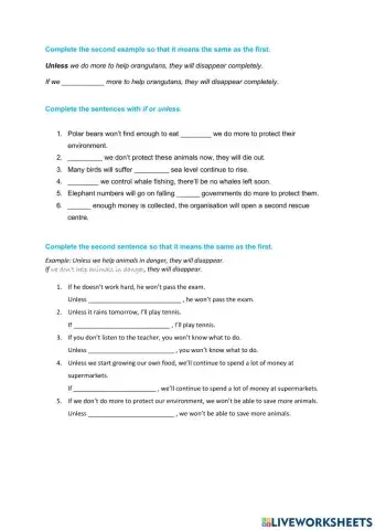 Conditional sentences with 'if' and 'unless'