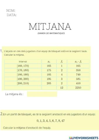 Mitjana aritmetica