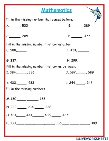 What comes after, before and in  between -2