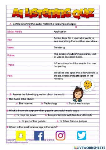 Social media apps - a1 listening quiz