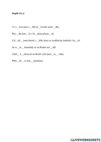 Doplňovací pravipisné cvičení