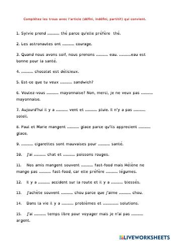 Article partitif-Verbes de préférence 