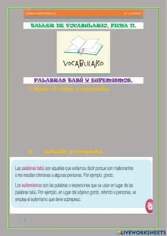 Taller de vocabulario. Ficha 11.