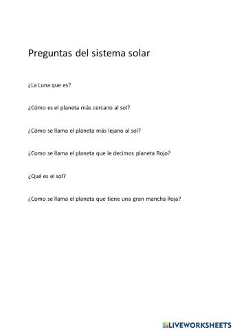 Preguntas del sistema solar