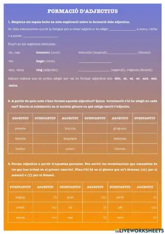 Formació d'adjectius.