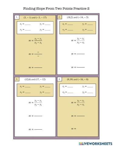 Finding Slope From Two Points Practice 2