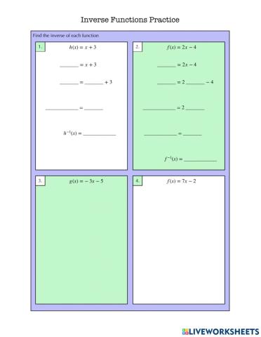 Inverse Functions Practice