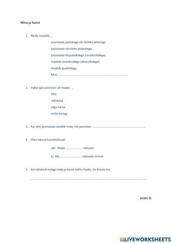 Mina ja kunst, eneseanalüüs