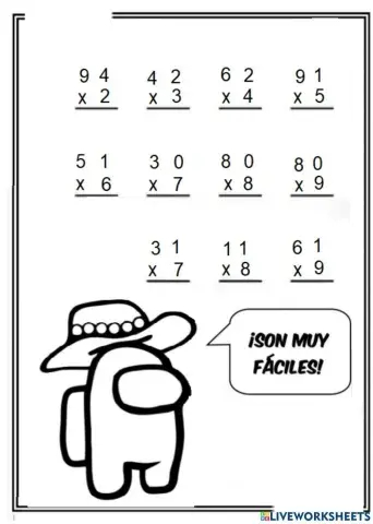 Multiplicaciones sin llevadas