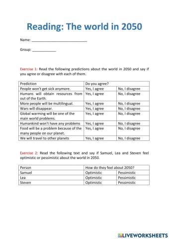 E4U2 The world in 2050