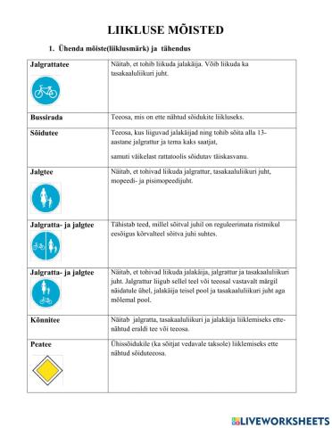 Jalgratturi koolitus - liikluskeskkonna mõisted