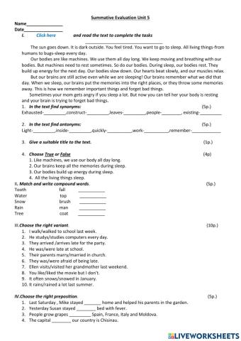 Test paper 5th form
