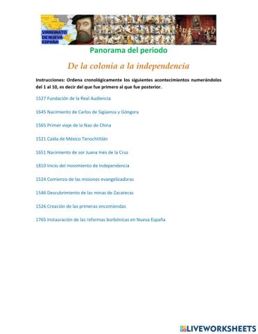 Panorama periodo colonial a independencia