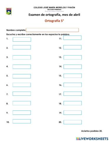 Vocabulario de abril 5°