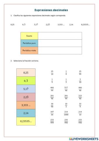 Expresiones decimales