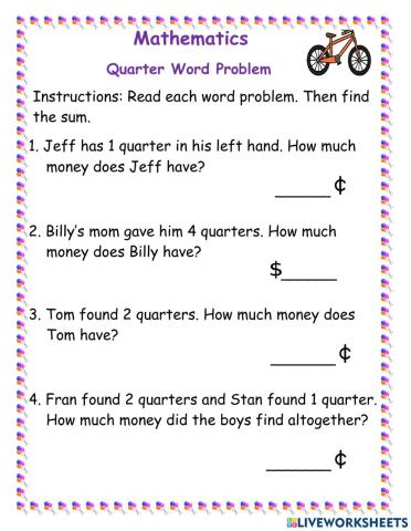 Quarter word problems