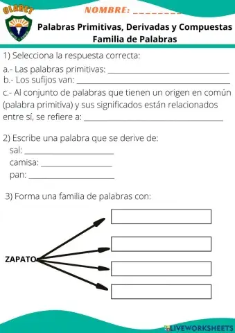 Palabras primitivas, derivadas y compuestas
