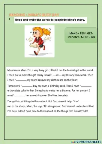 Reading: mina's busy day