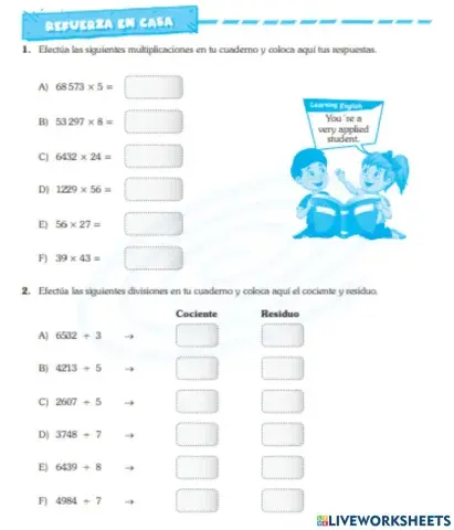 Multiplicación y división de números decimales