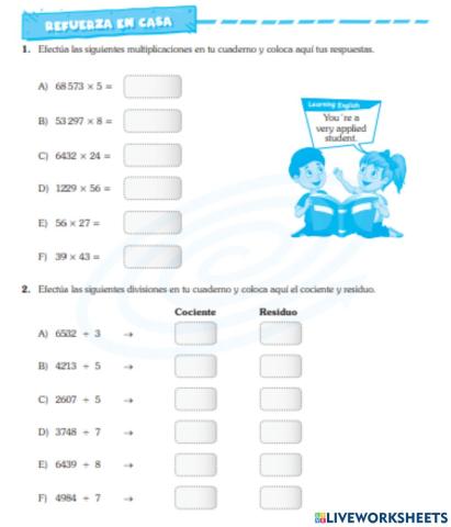 Multiplicación y división de números decimales