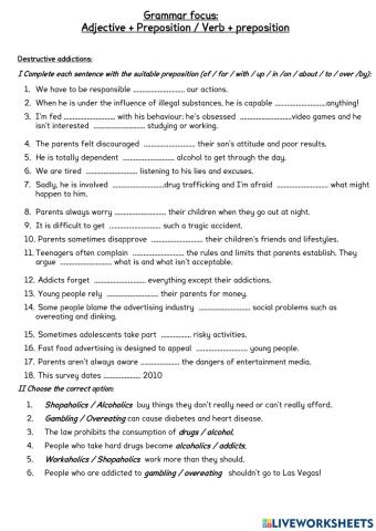 Addictions vocabulary