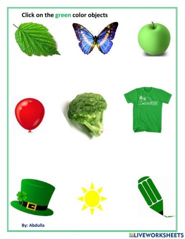 Click on the green color objects