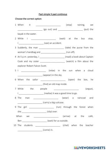 Past simple X past continuous