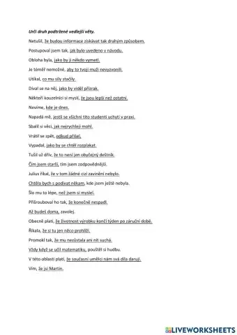 Druhy vedlejších vět