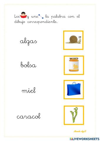 Lectura inversas l 2. Asociación palabra - dibujo.