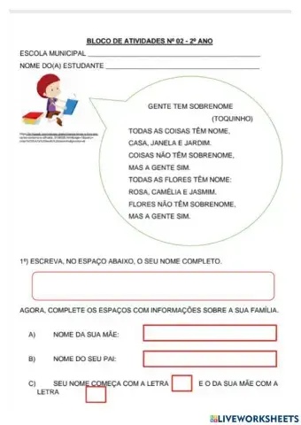 Prefeitura do recife -secretaria de educação -bloco de ativida de 02 - 2 º ano