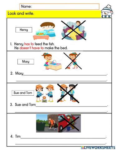 Has to- doesn't have to, have to- don't have to