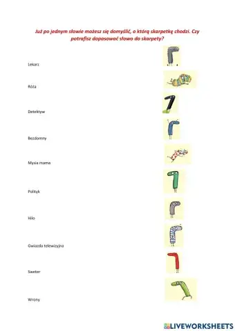 ,,Niesamowite przygody dziesięciu skarpetek- - dobierz skarpetke do słowa