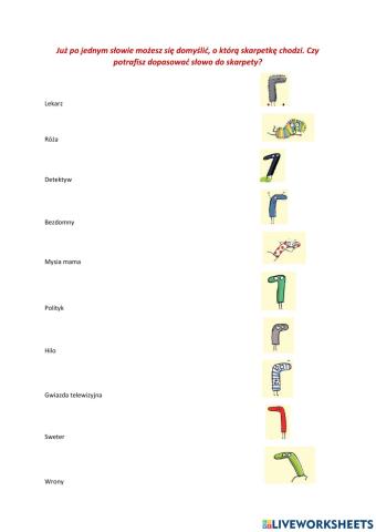 ,,Niesamowite przygody dziesięciu skarpetek- - dobierz skarpetke do słowa