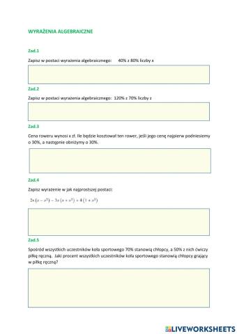 Wyrażenia algebraiczne