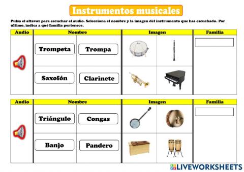 Identifica los siguientes instrumentos