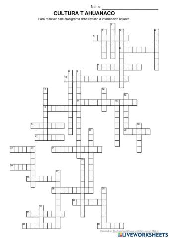 Crucigrama cultura tiahuanaco
