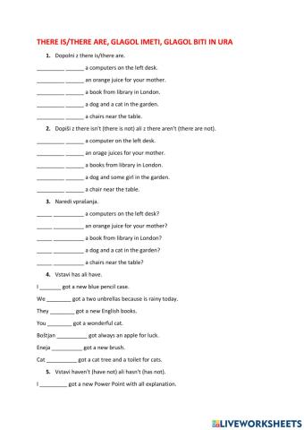 There is-there are, glagol imeti, glagol biti in ura