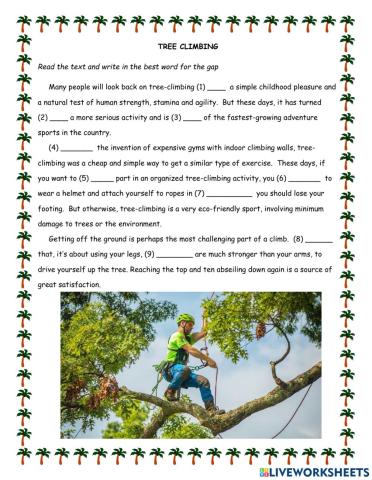 Tree Climbing FCE Use of English
