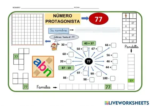Numeración abn 1º primaria ficha 75