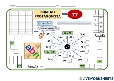 Numeración abn 1º primaria ficha 75