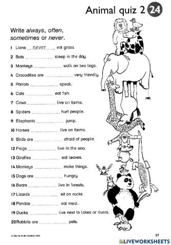 Animal quiz (frequency adverbs)