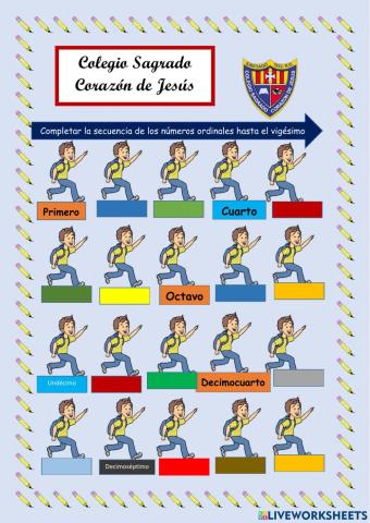 Números ordinales hasta el vigésimo