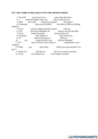 Conditionals 1 and 2