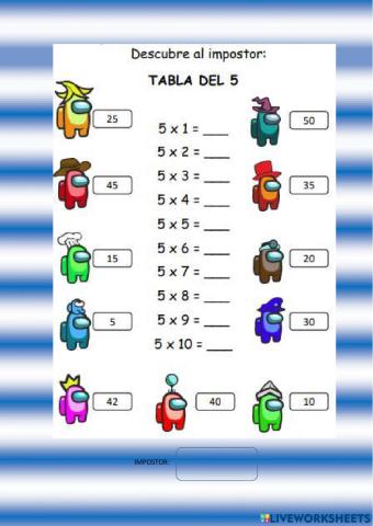 Tabla del 5