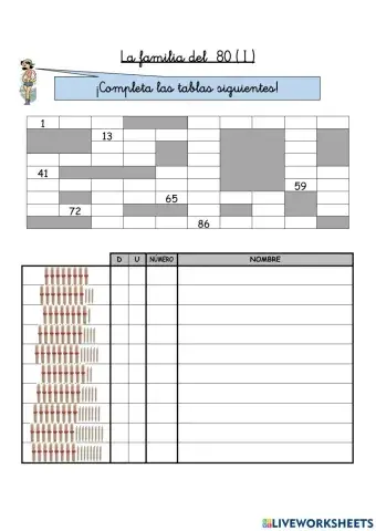 Numeración abn 1º primaria ficha 80