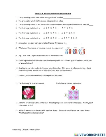 Genetics & Heredity Milestones Review Part 1