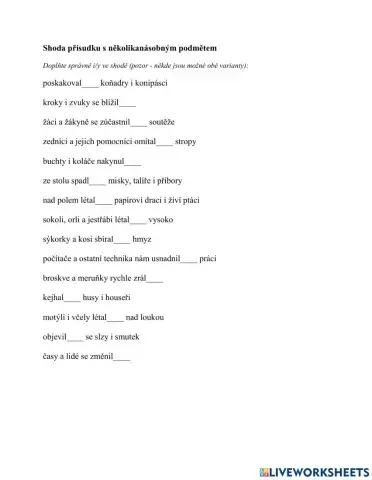 Shoda přísudku s několikanásobným podmětem