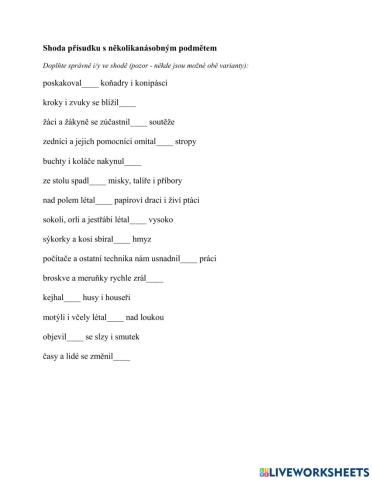 Shoda přísudku s několikanásobným podmětem