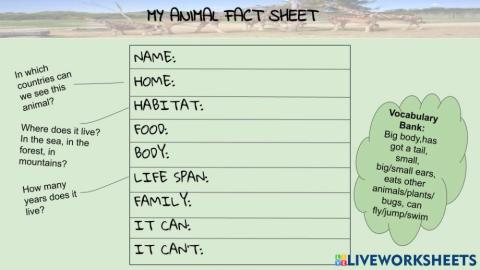 An animal fact file